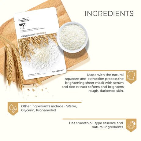 Real Nature Face Mask With Rice Extract - Skin korea