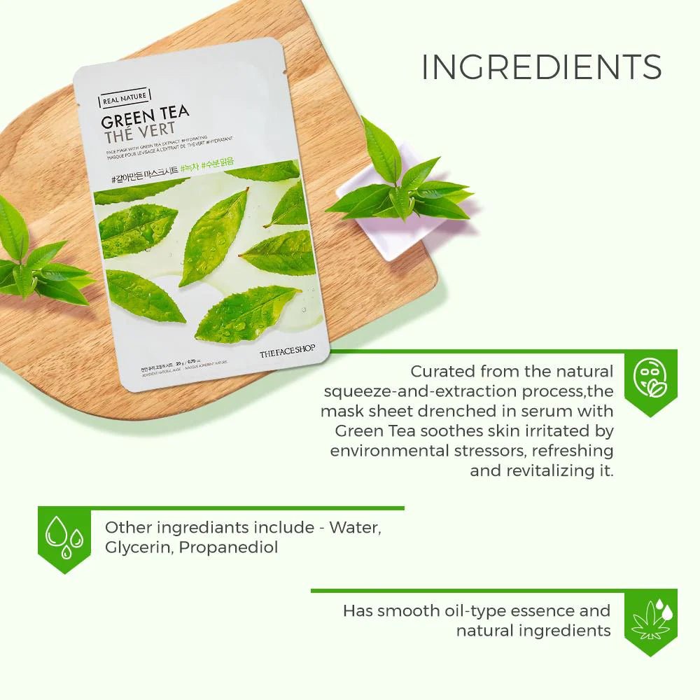 The Face Shop Real Nature Face Mask With Green Tea Extract - Skin korea