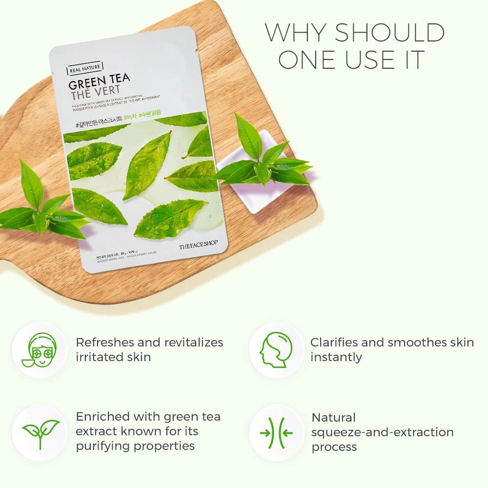 The Face Shop Real Nature Face Mask With Green Tea Extract - Skin korea